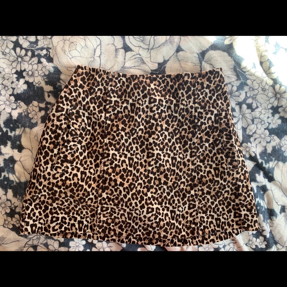 Don’t Ask Why corduroy cheetah skirt